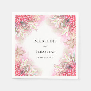 Exotic Pink Pineapples Blush Wedding Napkin