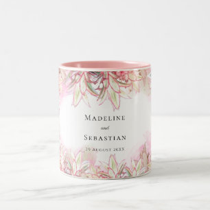Exotic Pink Pineapples Blush Wedding Two-Tone Coffee Mug