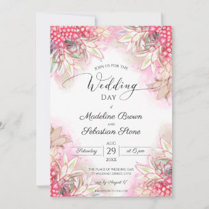 Exotic Pink Pineapples Wedding Invitation