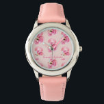 Exotic Pink Watercolor Flamingo Pattern & Name Watch<br><div class="desc">Exotic Pink Watercolor Flamingo Pattern & Name</div>