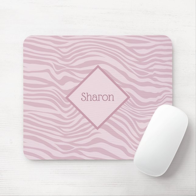 Exotic Pink Zebra Stripes - Personalised Mouse Pad (With Mouse)
