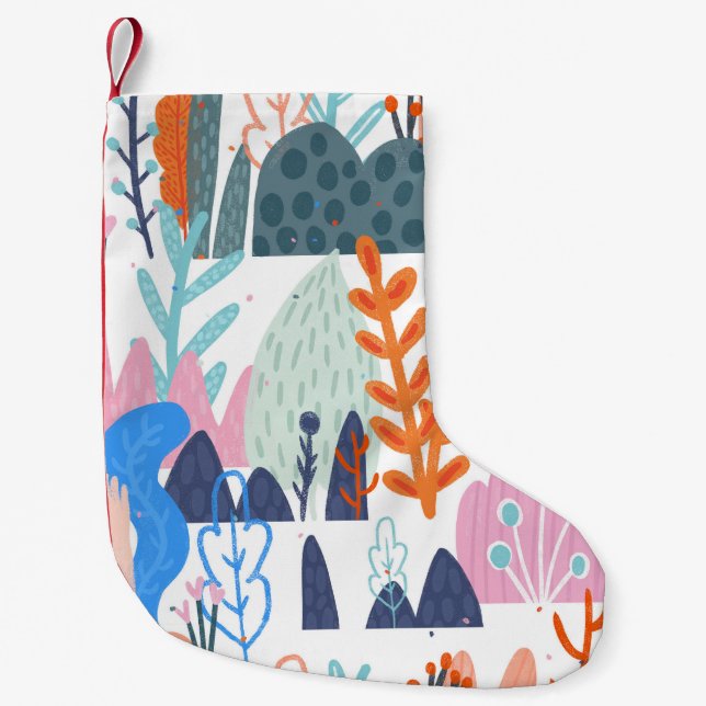 Exotic Plants: Bright Seamless Pattern Small Christmas Stocking (Front)