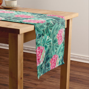 Exotic Protea Flowers Pattern Short Table Runner