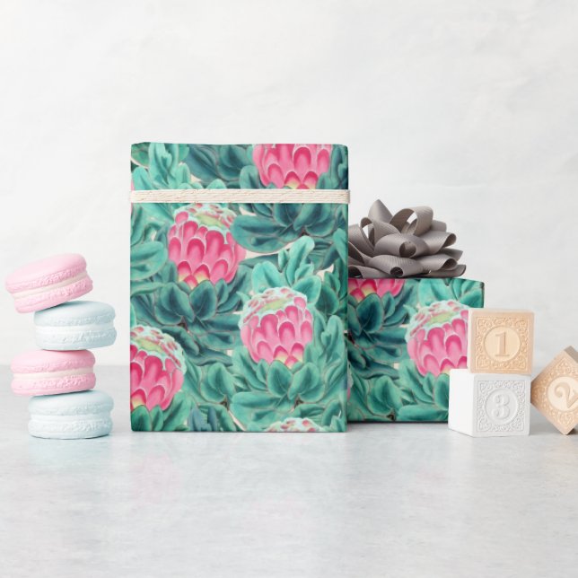 Exotic Protea Flowers Pattern  Wrapping Paper (Baby Shower)
