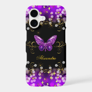Exotic Purple Gold Black Butterfly Sparkles