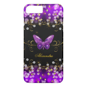 Exotic Purple Gold Black Butterfly Sparkles iPhone 8 Plus/7 Plus Case