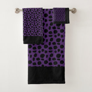 Exotic Purple Leopard Poly Cotton Bath Towel Set