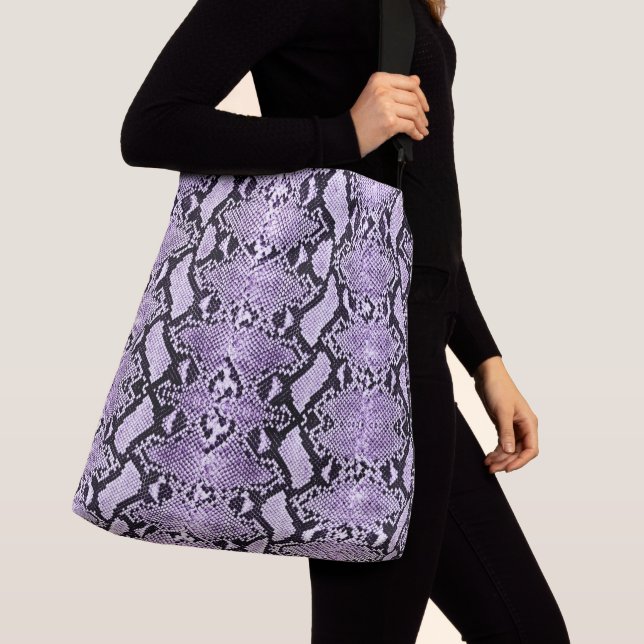 Exotic Purple Lilac Python Snakeskin Crossbody Bag (Close Up)