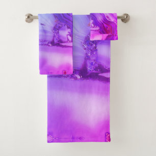 Exotic Purple Marble Bath Towel Set