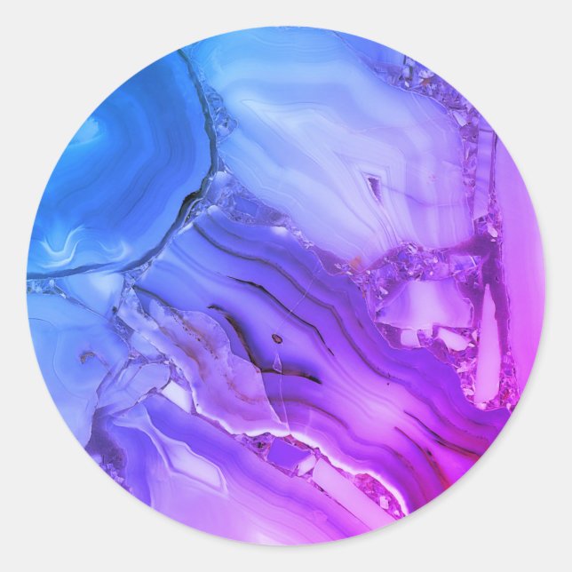 Exotic Purple Marble  Classic Round Sticker (Front)