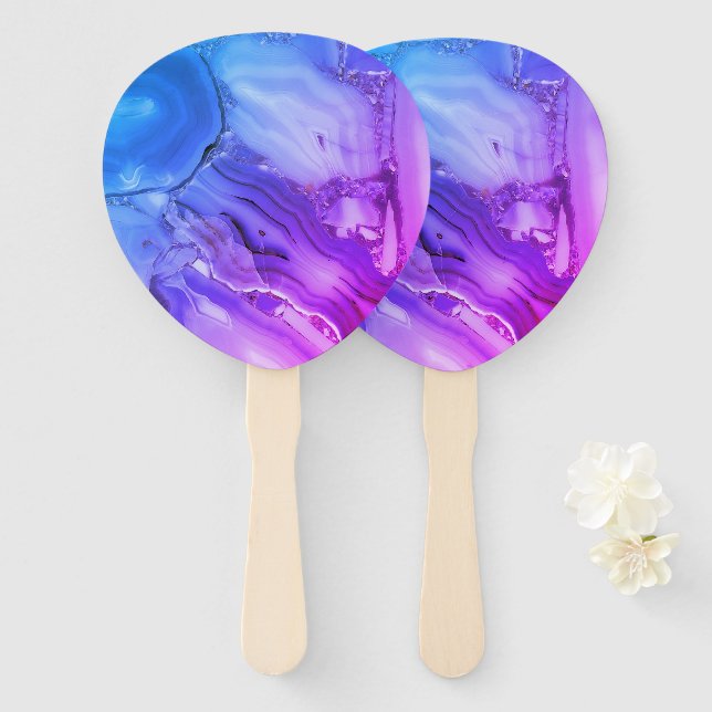 Exotic Purple Marble  Hand Fan (Front and Back)