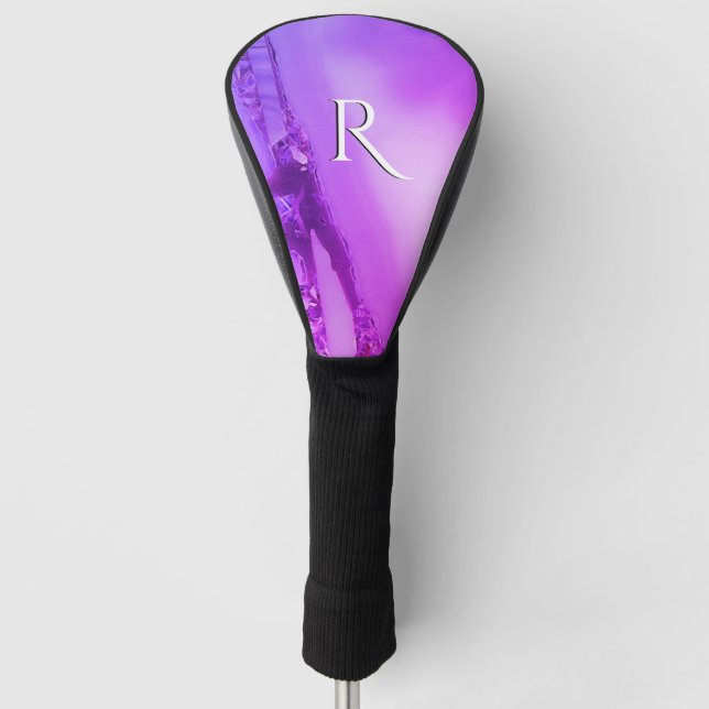 Exotic Purple Marble Initial Golf Head Cover (Front)