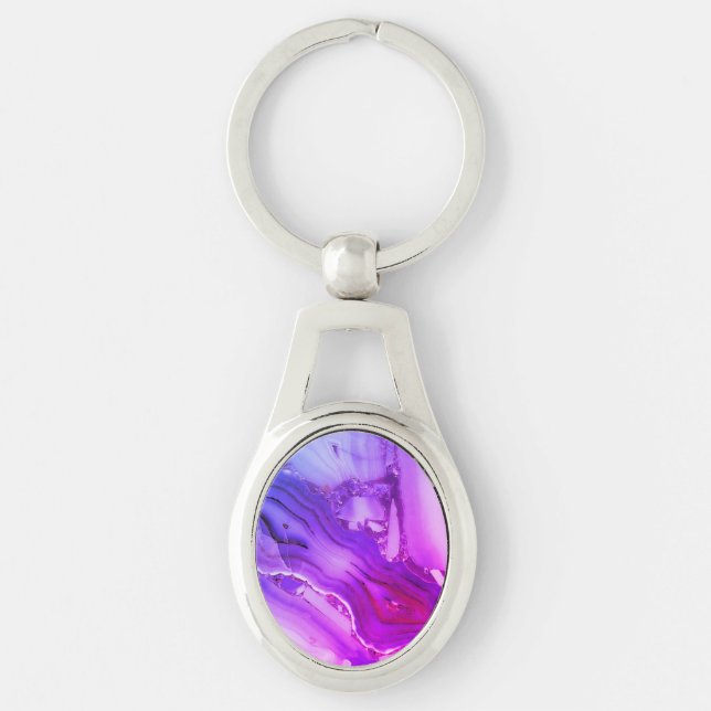 Exotic Purple Marble  Key Ring (Front)