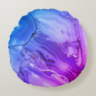 Exotic Purple Marble  Round Cushion