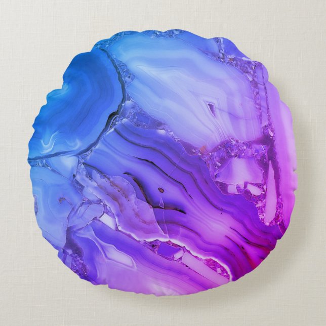 Exotic Purple Marble  Round Cushion (Front)