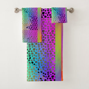 EXOTIC RAINBOW FAUX ANIMAL PRINT BATH TOWEL SET