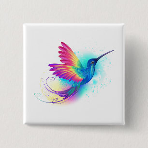 Exotic Rainbow Hummingbird 15 Cm Square Badge