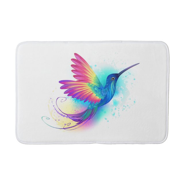 Exotic Rainbow Hummingbird Bath Mat (Front)