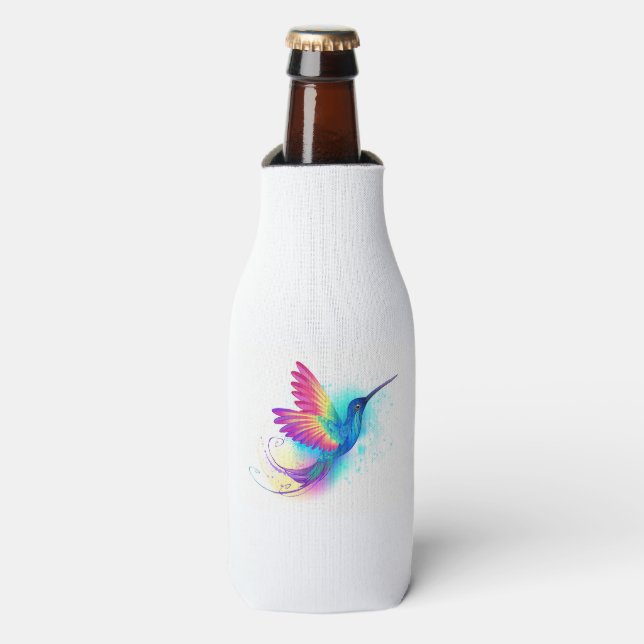 Exotic Rainbow Hummingbird Bottle Cooler (Bottle Front)