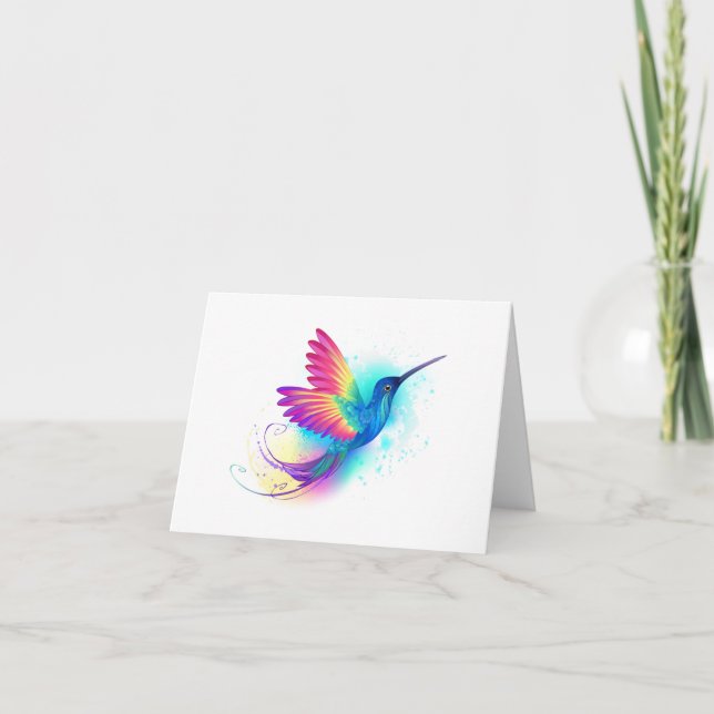 Exotic Rainbow Hummingbird Card (Front)
