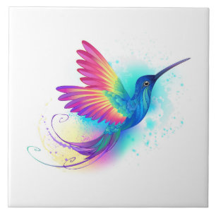 Exotic Rainbow Hummingbird Ceramic Tile