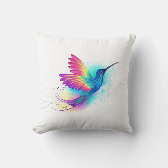 Exotic Rainbow Hummingbird Cushion (Front)