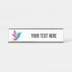 Exotic Rainbow Hummingbird Desk Name Plate