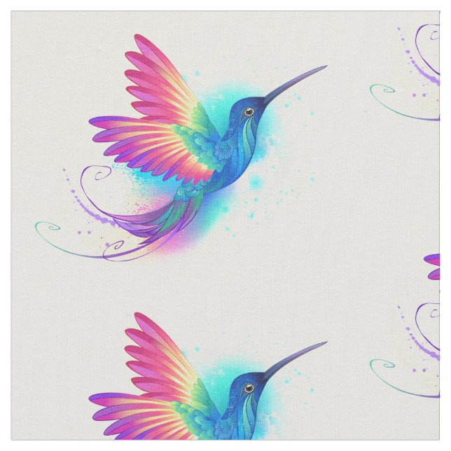 Exotic Rainbow Hummingbird Fabric (Close Up)