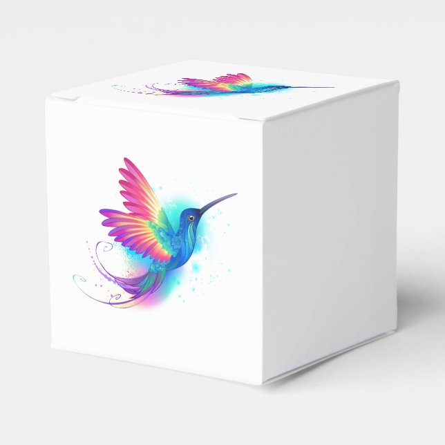 Exotic Rainbow Hummingbird Favour Box (Front Side)