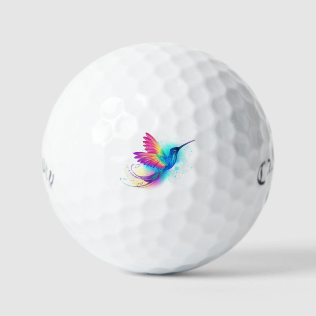 Exotic Rainbow Hummingbird Golf Balls (Front)