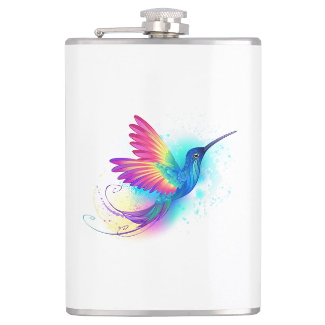 Exotic Rainbow Hummingbird Hip Flask (Front)