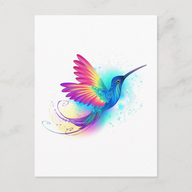 Exotic Rainbow Hummingbird Invitation Postcard (Front)