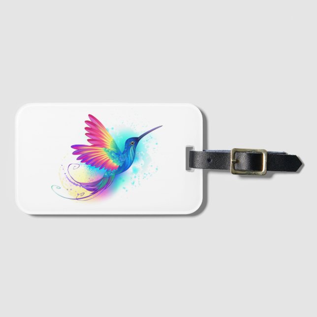 Exotic Rainbow Hummingbird Luggage Tag (Front Horizontal)