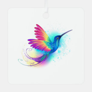 Exotic Rainbow Hummingbird Metal Tree Decoration