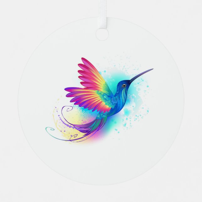 Exotic Rainbow Hummingbird Metal Tree Decoration (Front)