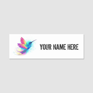 Exotic Rainbow Hummingbird Name Tag