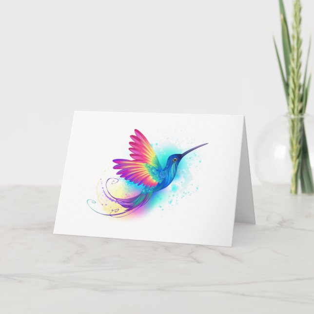 Exotic Rainbow Hummingbird Note Card (Front)