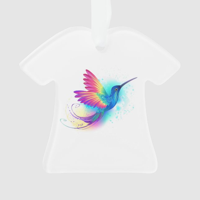 Exotic Rainbow Hummingbird Ornament (Front)