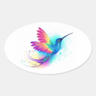 Exotic Rainbow Hummingbird Oval Sticker