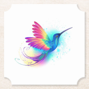 Exotic Rainbow Hummingbird Paper Coaster