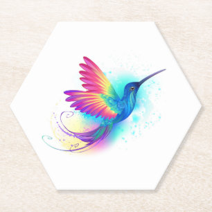 Exotic Rainbow Hummingbird Paper Coaster