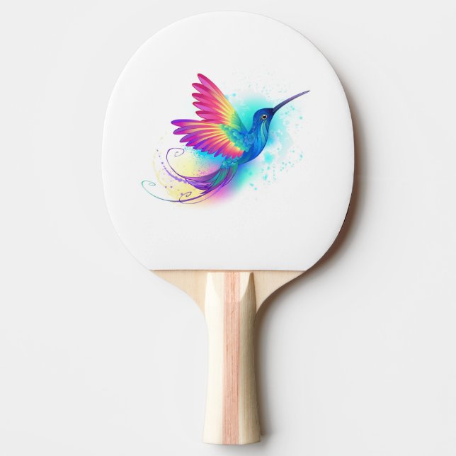 Exotic Rainbow Hummingbird Ping Pong Paddle (Front)