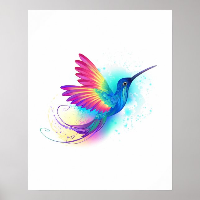 Exotic Rainbow Hummingbird Poster (Front)