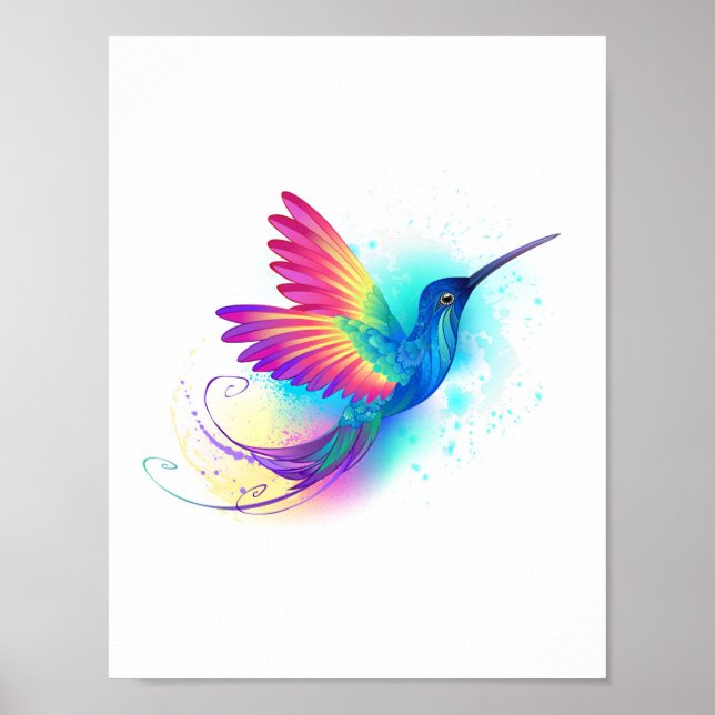 Exotic Rainbow Hummingbird Poster (Front)