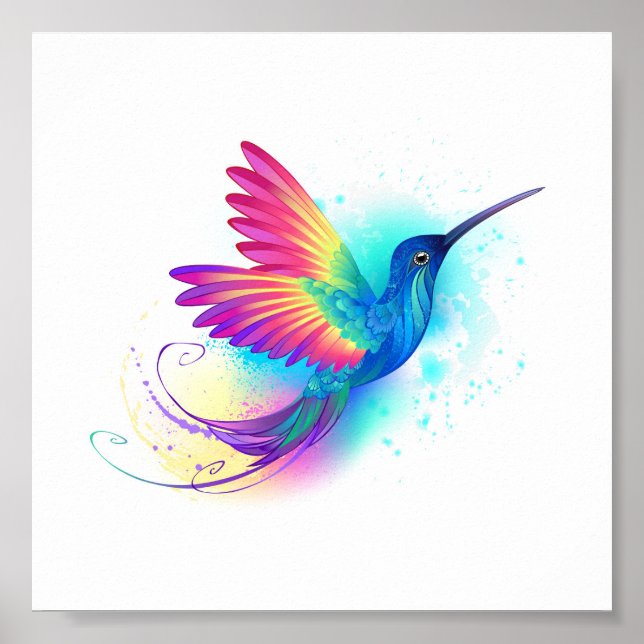 Exotic Rainbow Hummingbird Poster (Front)