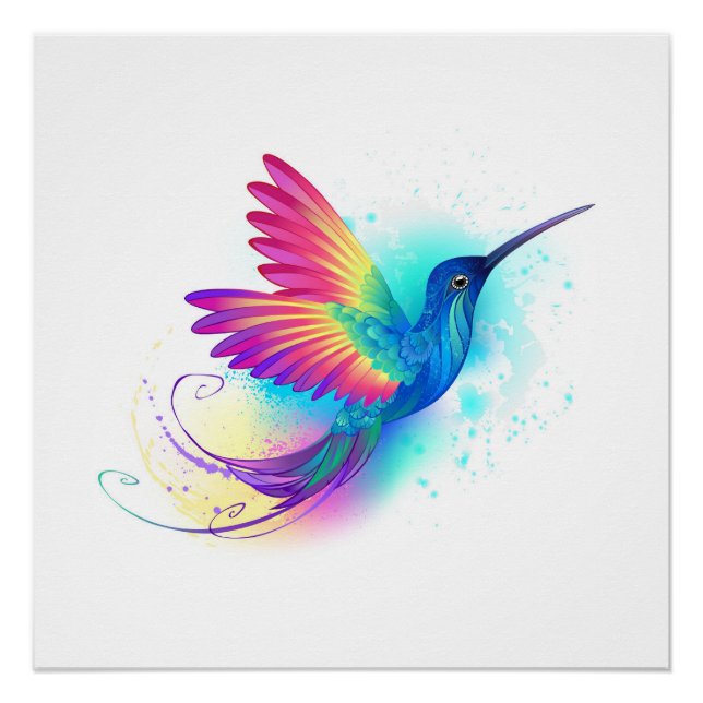 Exotic Rainbow Hummingbird Poster (Front)