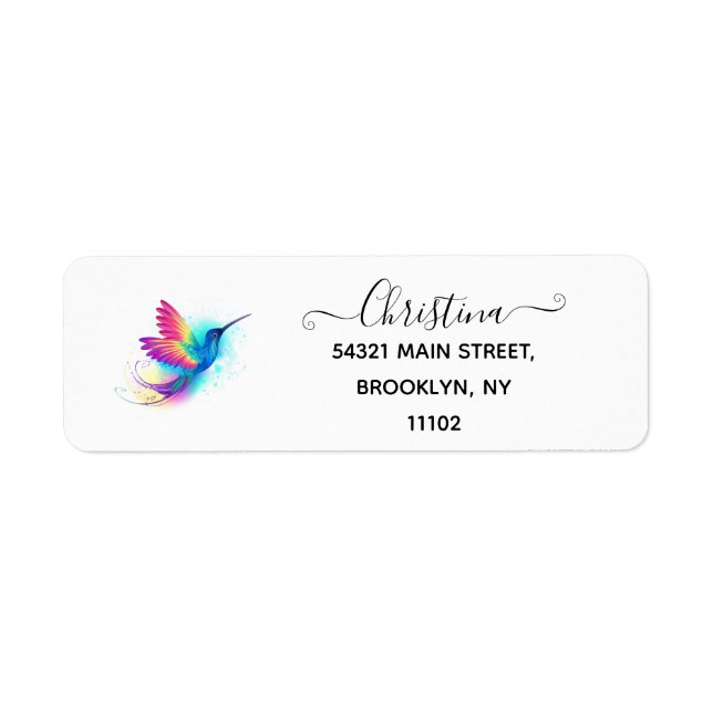 Exotic Rainbow Hummingbird Return Address Label (Front)