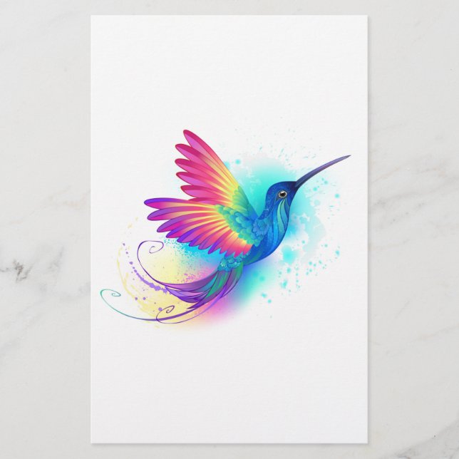 Exotic Rainbow Hummingbird Stationery (Front)