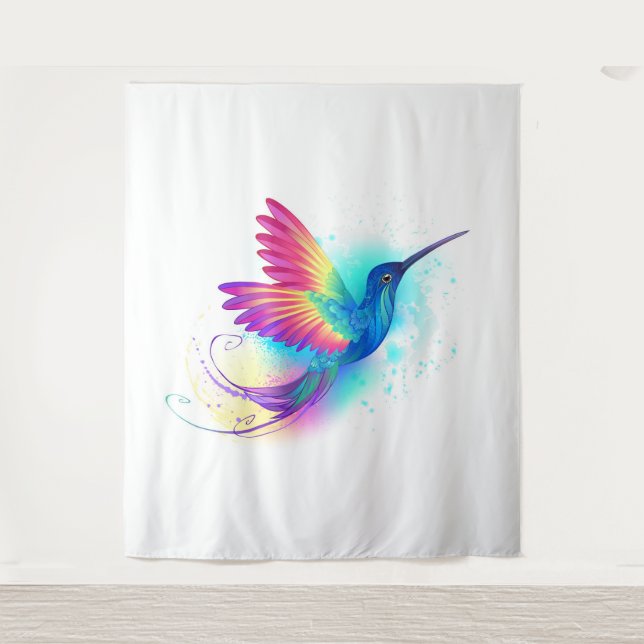 Exotic Rainbow Hummingbird Tapestry (Front)