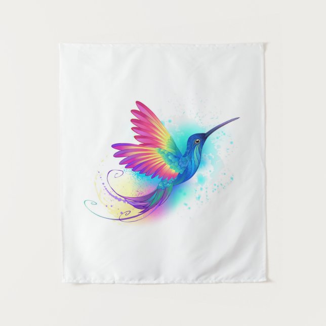 Exotic Rainbow Hummingbird Tapestry (Front)